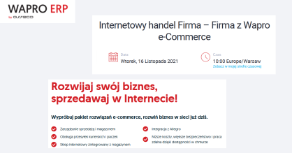 Internetowy handel Firma – Firma z Wapro e-Commerce – WAPRO ERP